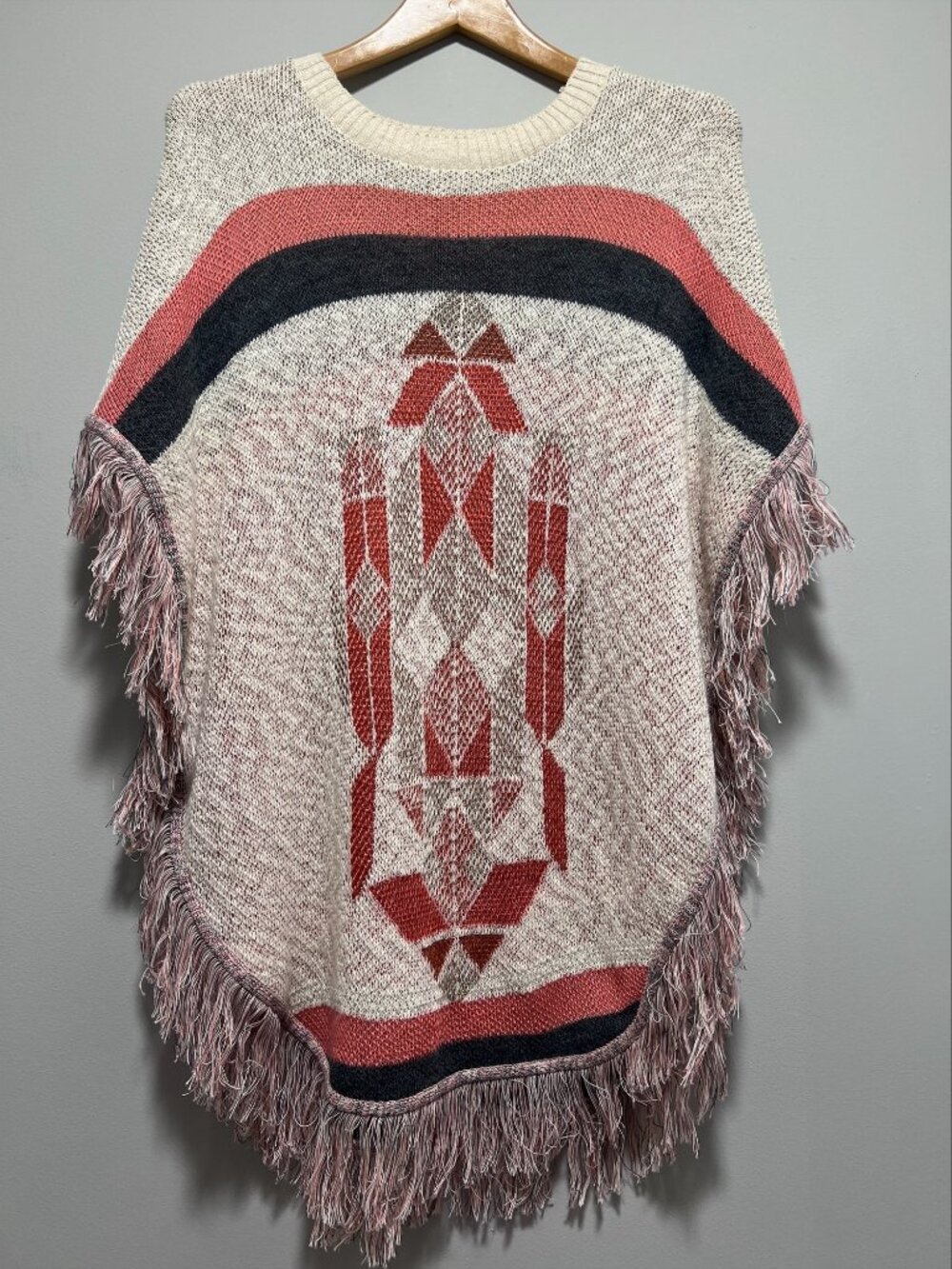 Southwestern-inspired fringe poncho One Size from Say What? NY
